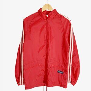 Vintage RARE Adidas Red with White Stripe Zipper Front Windbreaker / Small - Med